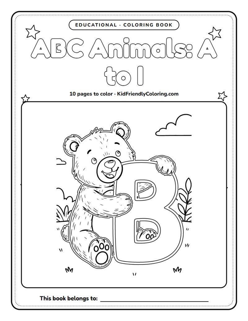 ABC Animals: A to I coloring book cover