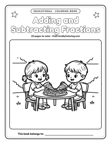 Adding and Subtracting Fractions coloring book cover