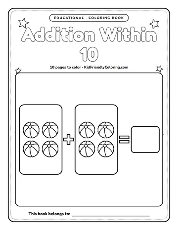Addition Within 10 coloring book cover