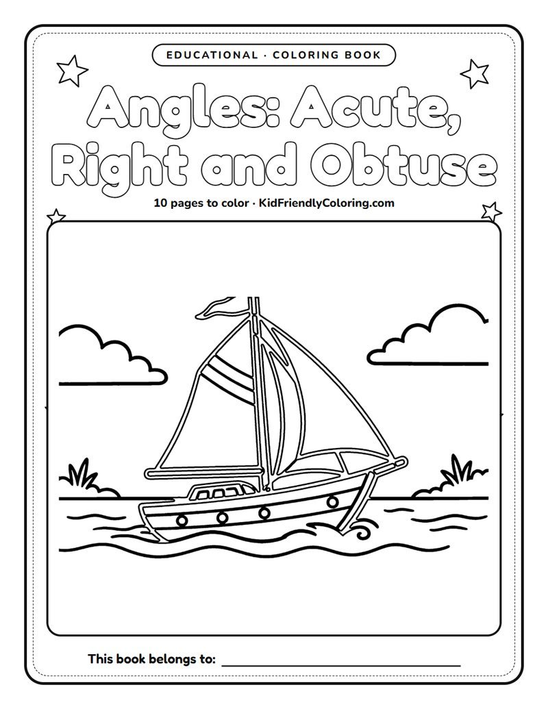 Angles: Acute, Right and Obtuse coloring book cover