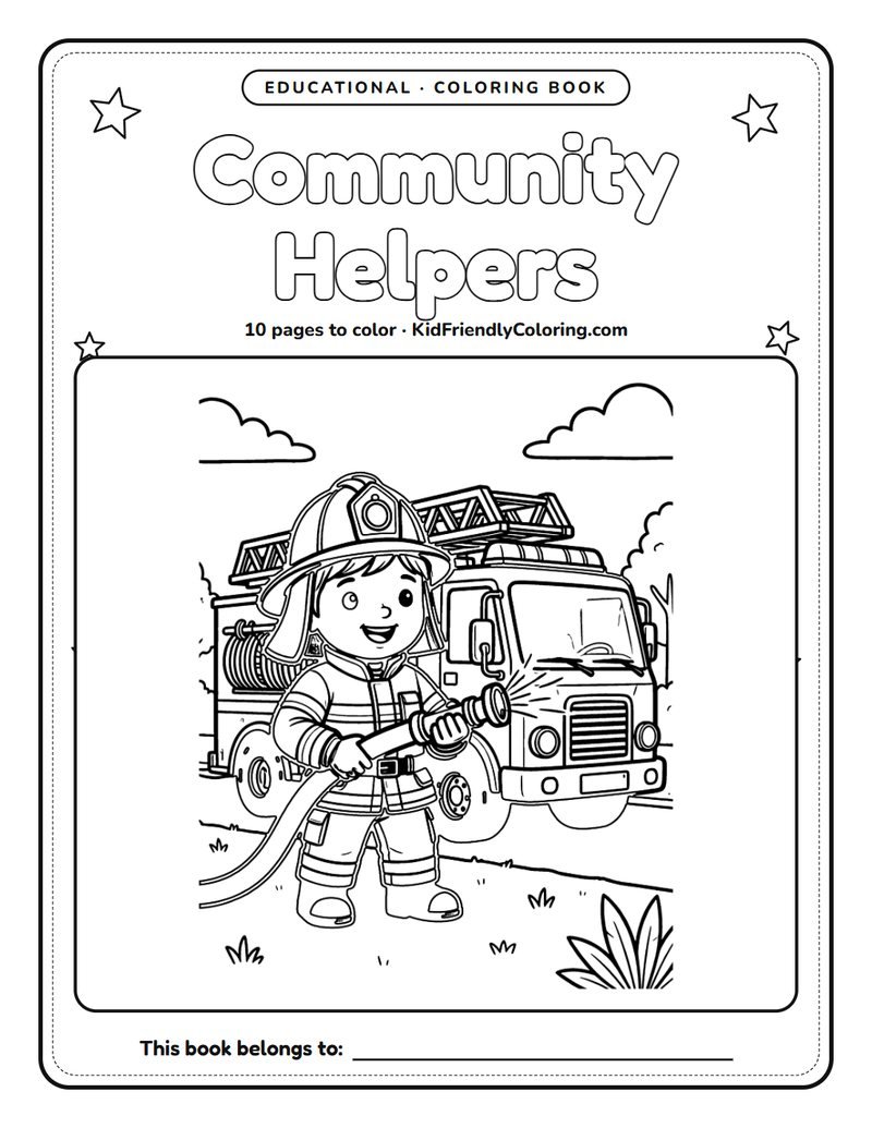 Community Helpers coloring book cover
