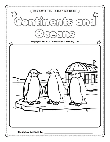 Continents and Oceans coloring book cover