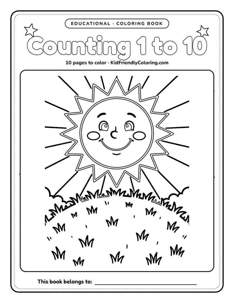Counting 1 to 10 coloring book cover