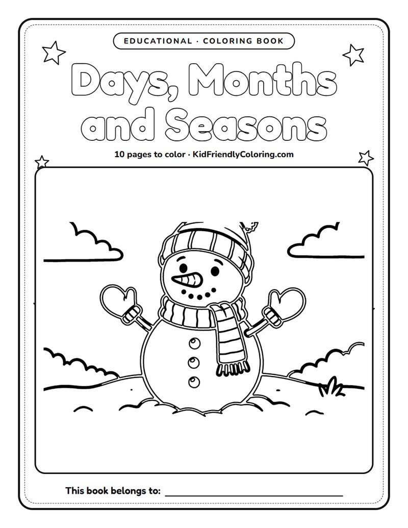 Days, Months and Seasons coloring book cover