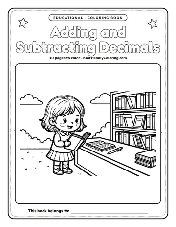 Adding and Subtracting Decimals coloring book cover