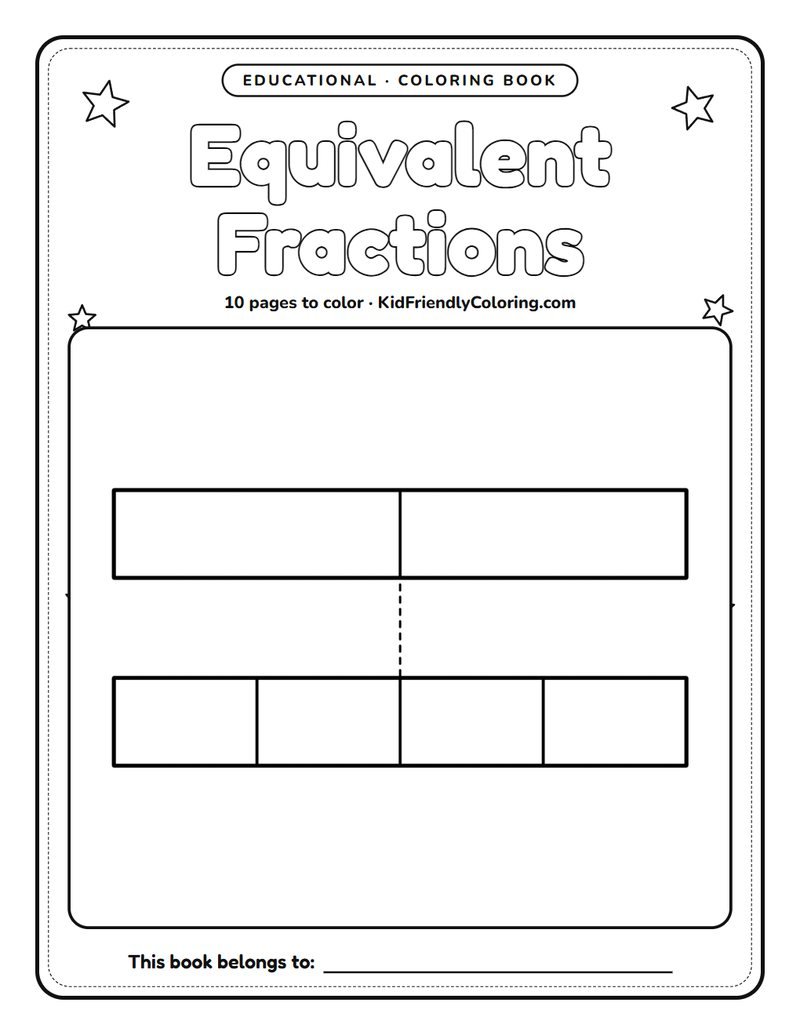 Equivalent Fractions coloring book cover