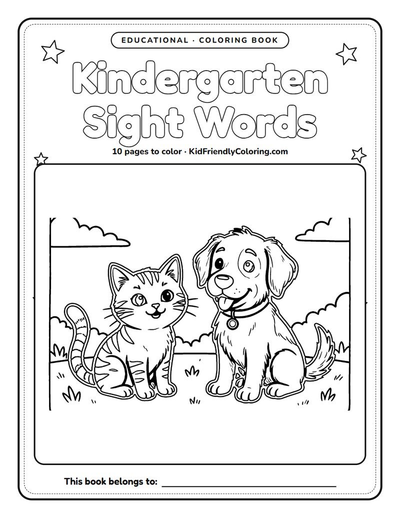 Kindergarten Sight Words coloring book cover