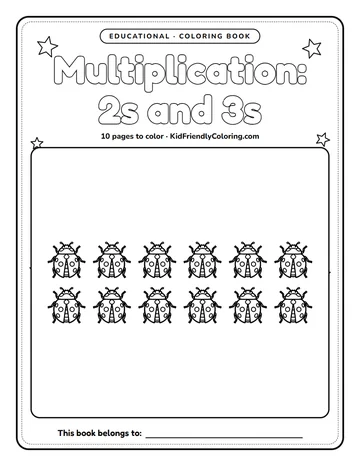 Multiplication: 2s and 3s coloring book cover