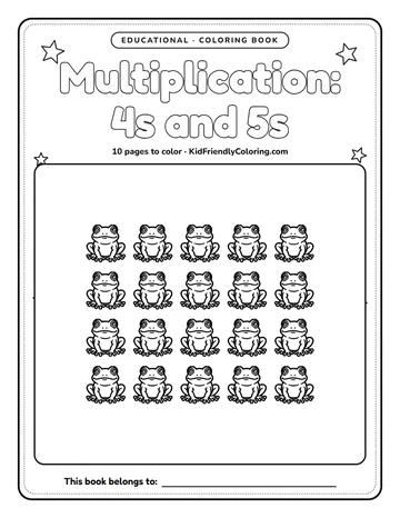 Multiplication: 4s and 5s coloring book cover