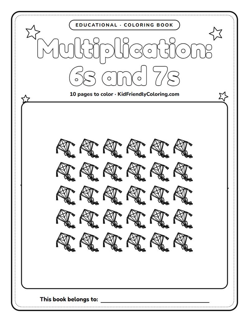 Multiplication: 6s and 7s coloring book cover