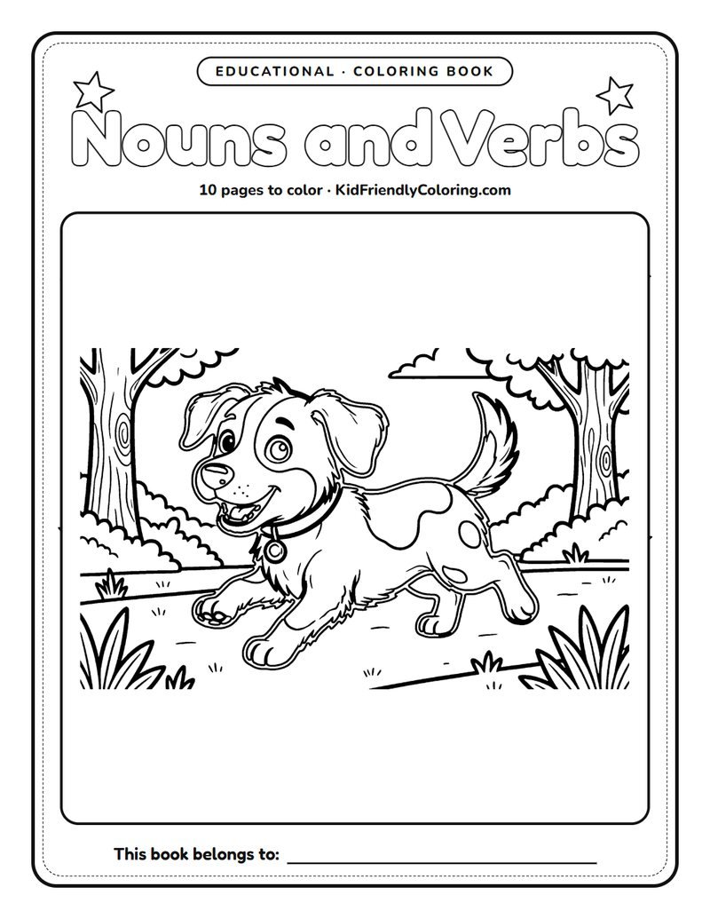 Nouns and Verbs coloring book cover