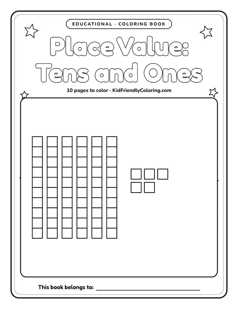 Place Value: Tens and Ones coloring book cover