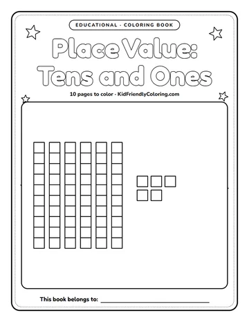 Place Value: Tens and Ones coloring book cover