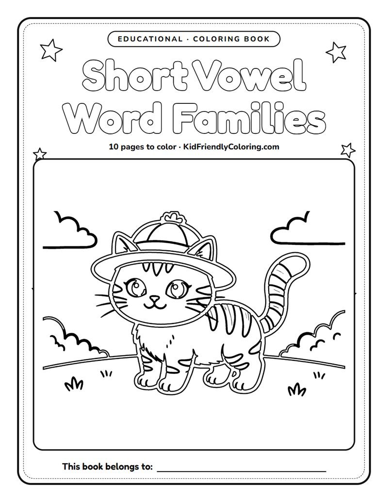 Short Vowel Word Families coloring book cover