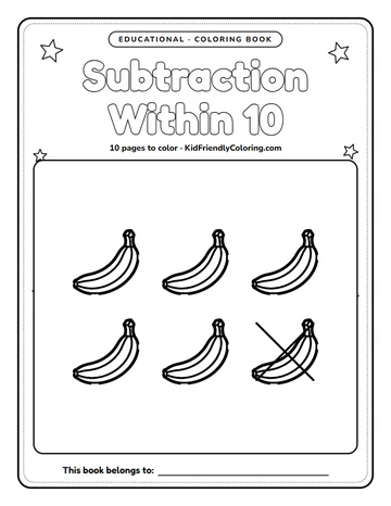Subtraction Within 10 coloring book cover
