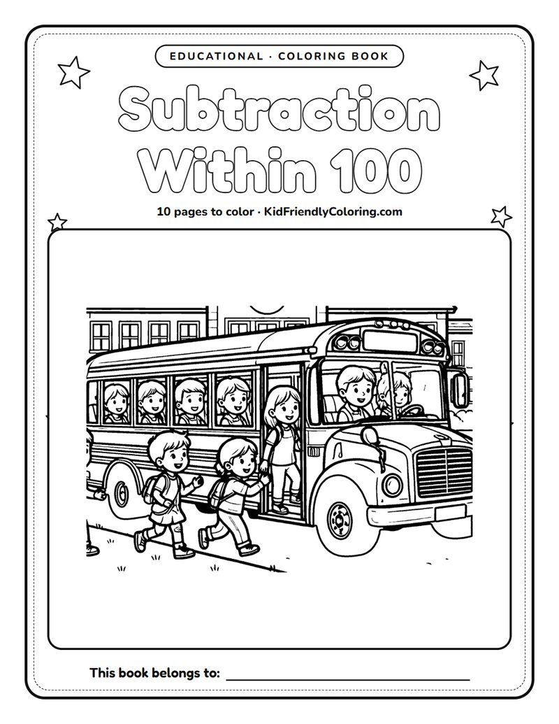 Subtraction Within 100 coloring book cover