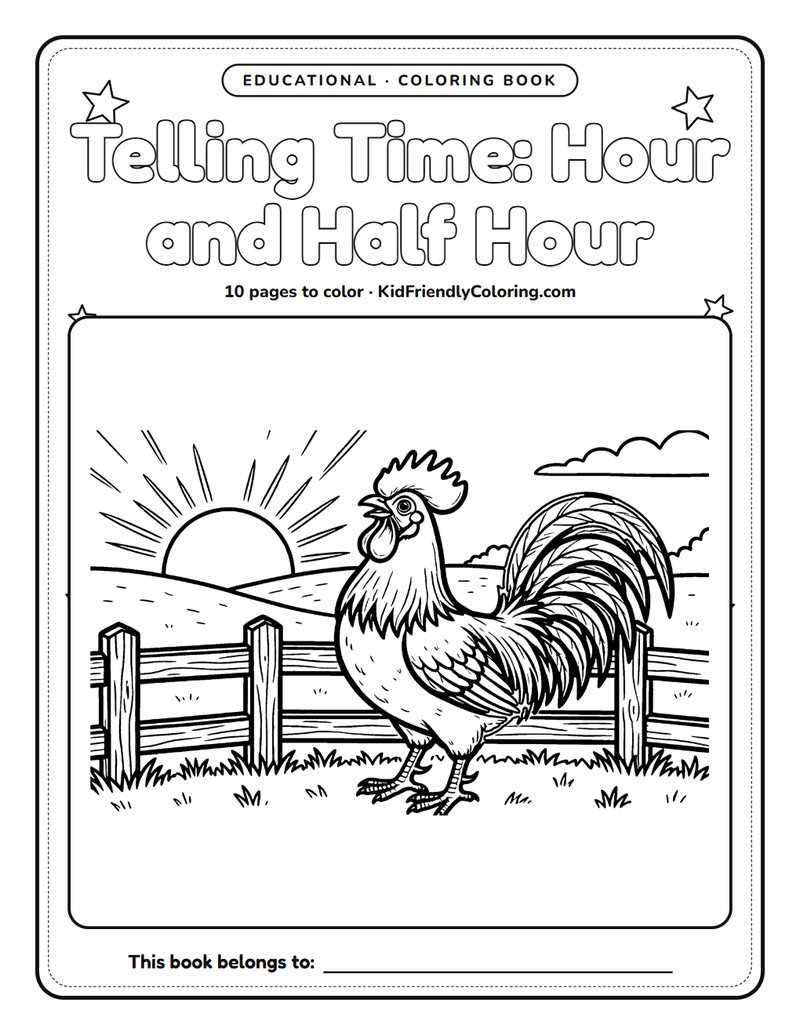Telling Time: Hour and Half Hour coloring book cover