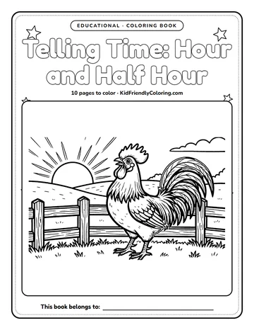 Telling Time: Hour and Half Hour coloring book cover