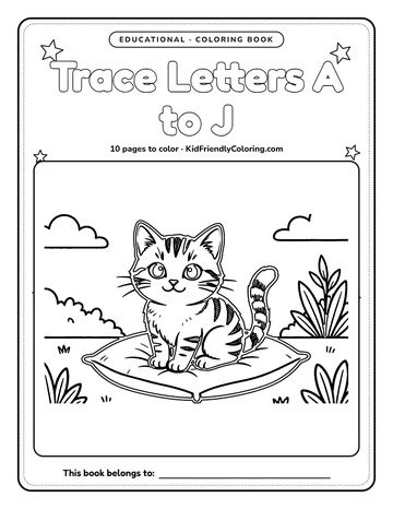 Trace Letters A to J coloring book cover
