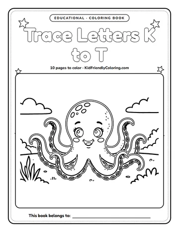 Trace Letters K to T coloring book cover