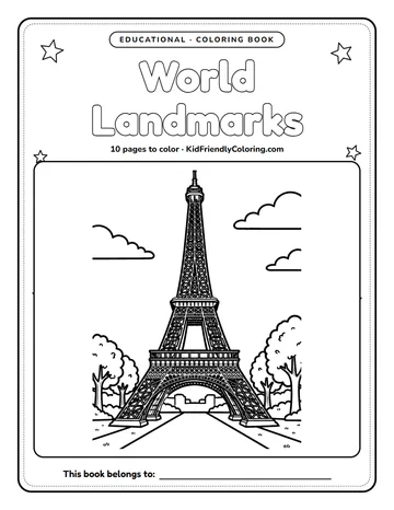 World Landmarks coloring book cover