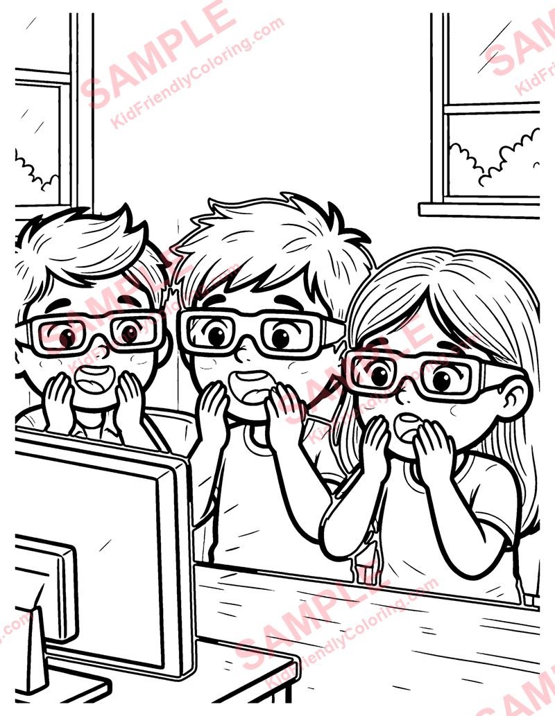 3D Glasses coloring page preview