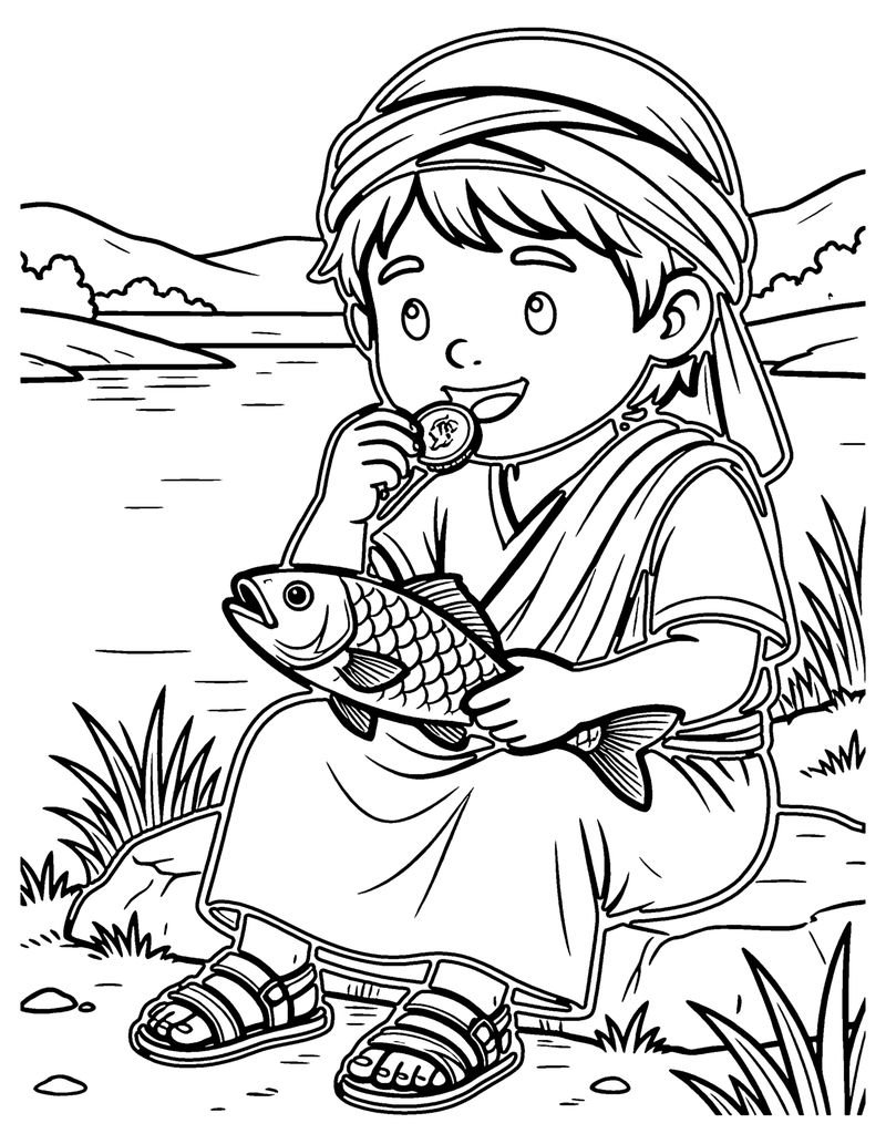 A Coin in the Fish coloring page preview