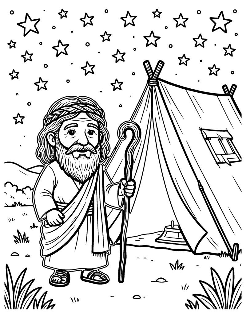 Abraham Counts the Stars coloring page preview