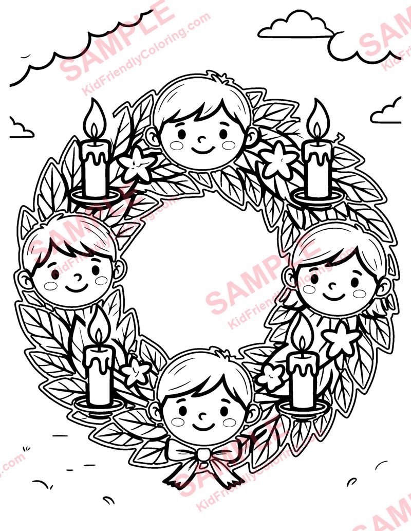 Advent Wreath coloring page preview