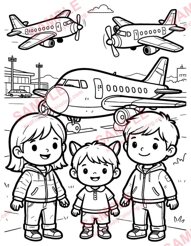 Airport coloring page preview