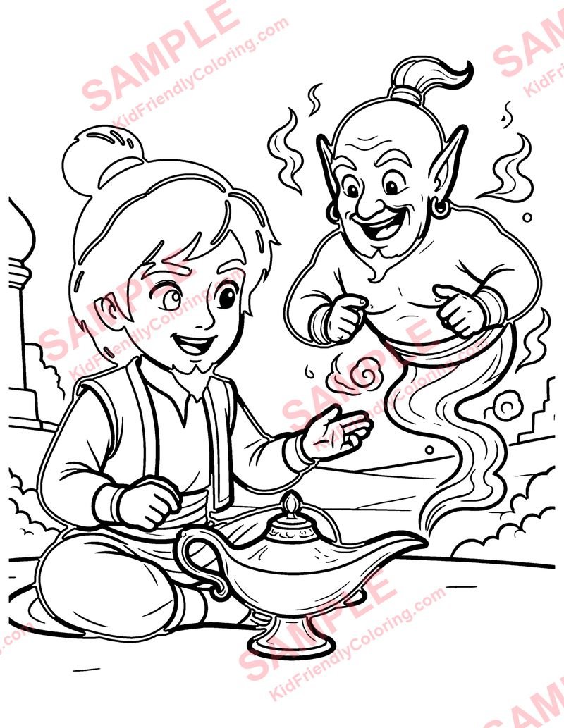 Aladdin's Magic Lamp coloring page preview