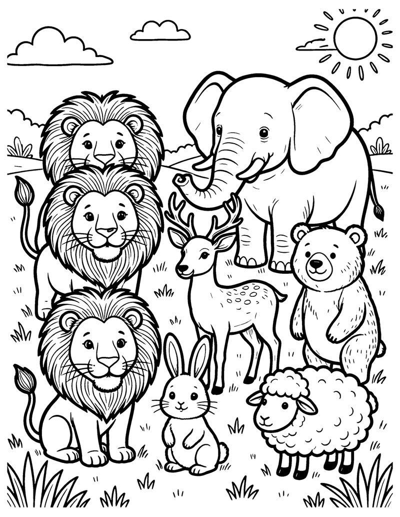 All the Animals coloring page preview