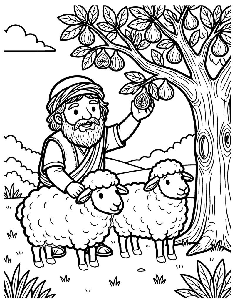 Amos the Shepherd coloring page preview