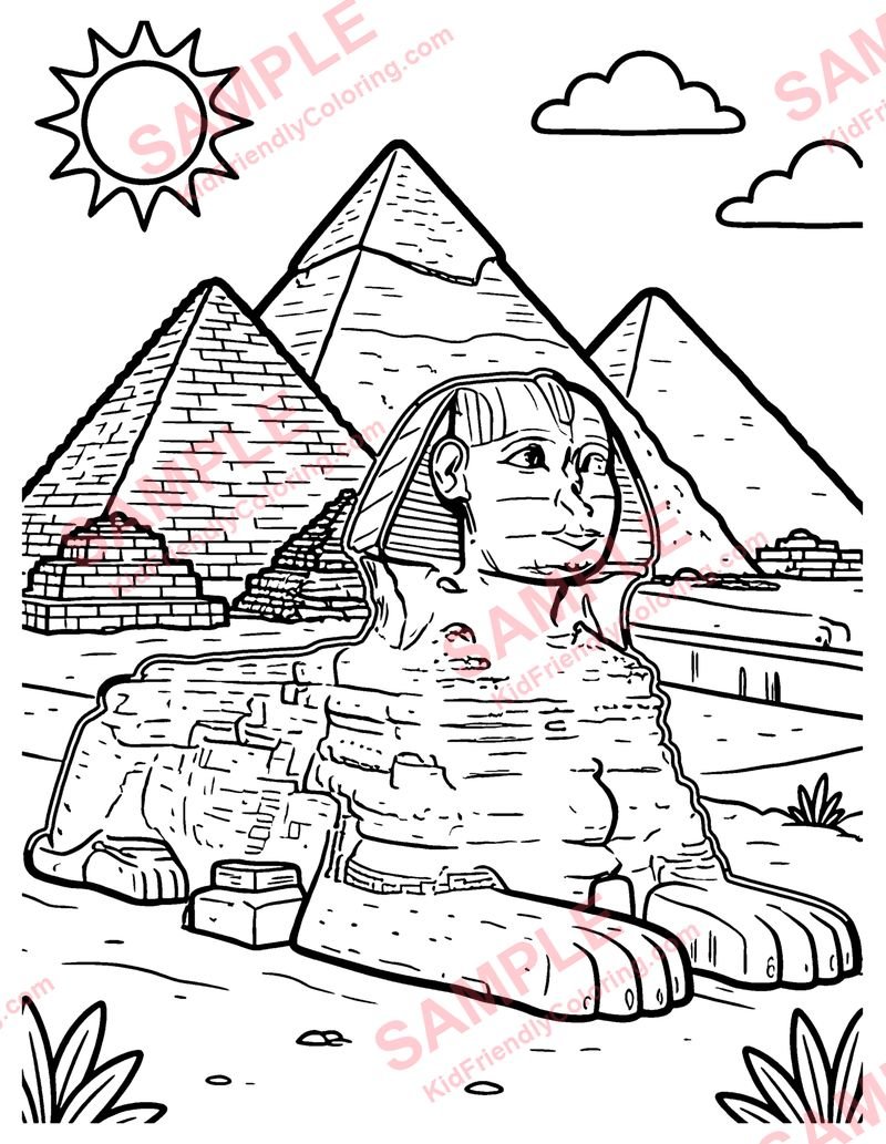 Ancient Egypt Pyramids coloring page preview