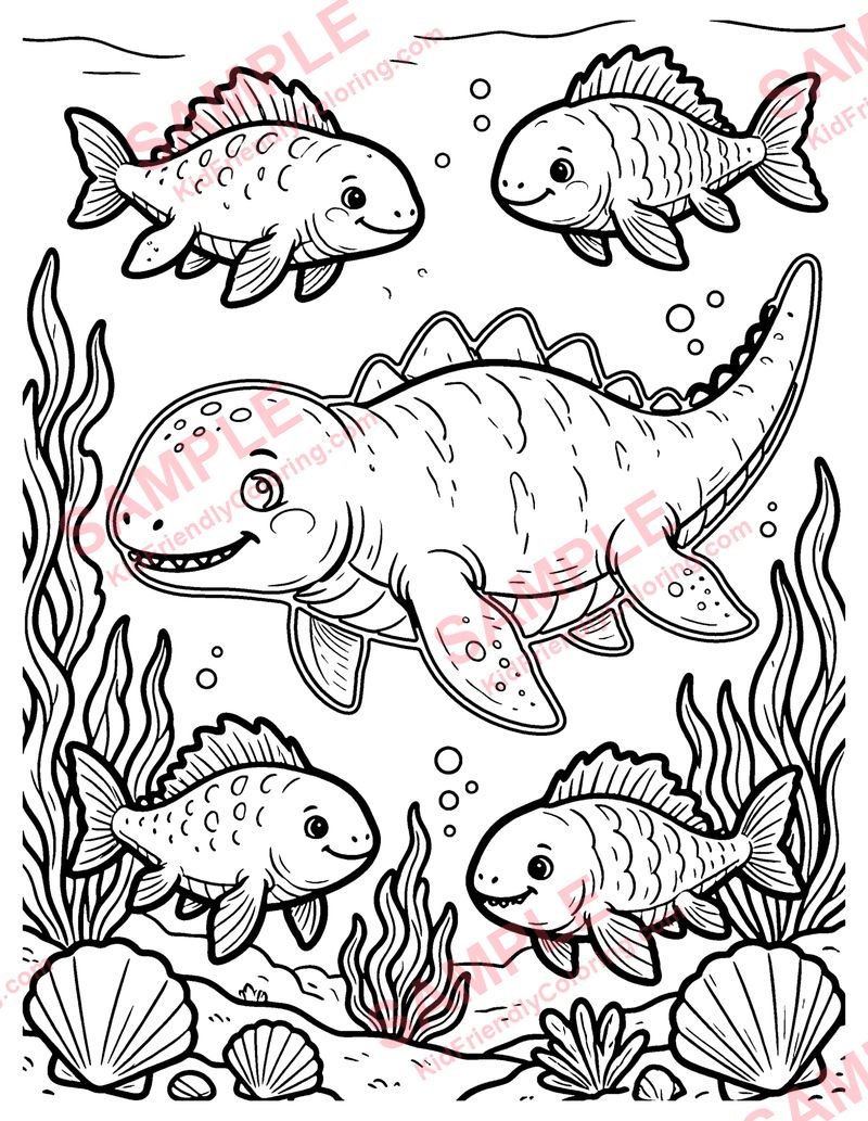 Ancient Sea Creatures coloring page preview
