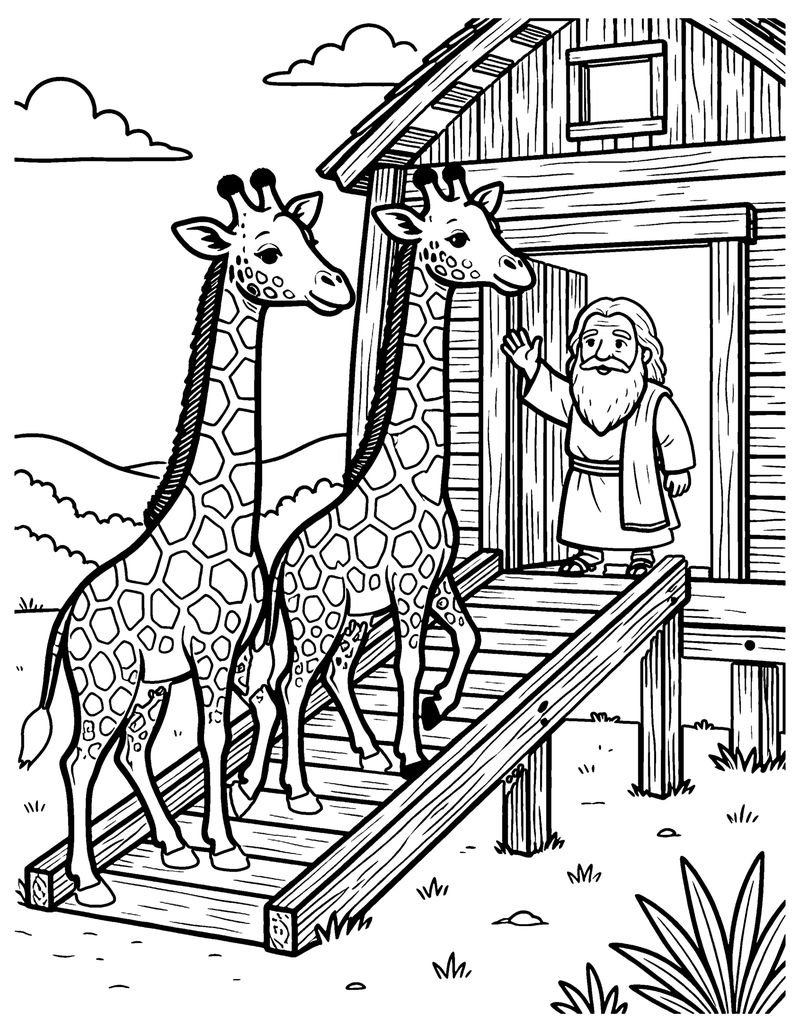 Animals Two by Two coloring page preview