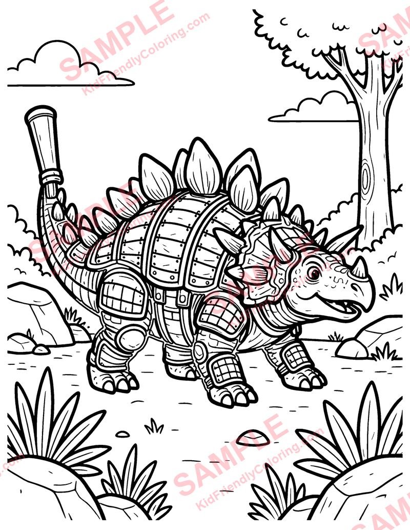 Ankylosaurus Armor coloring page preview