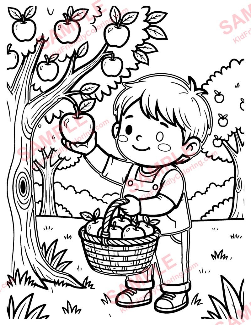 Apple Picking coloring page preview