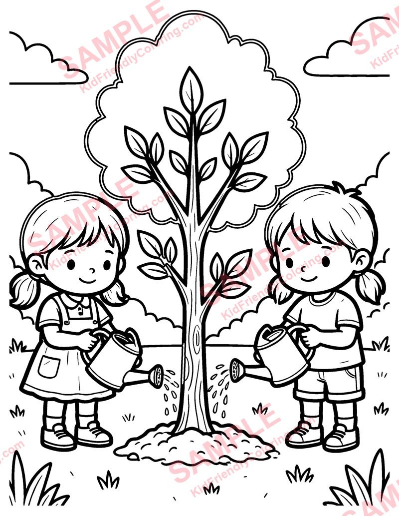 Arbor Day coloring page preview