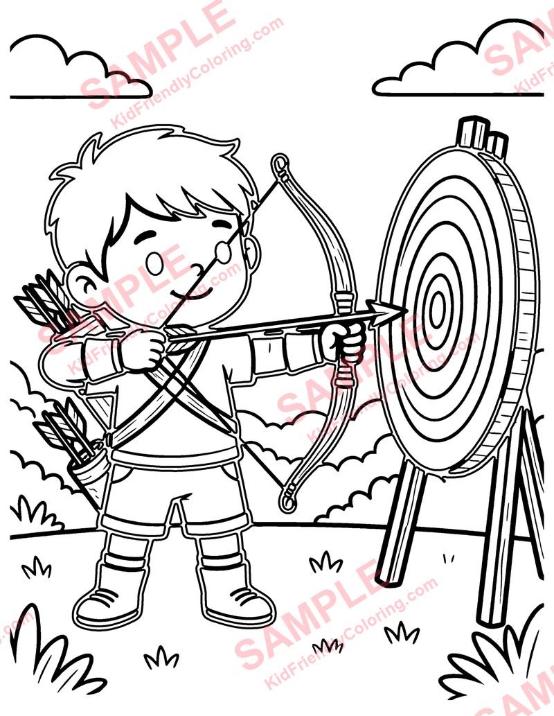 Archery coloring page preview