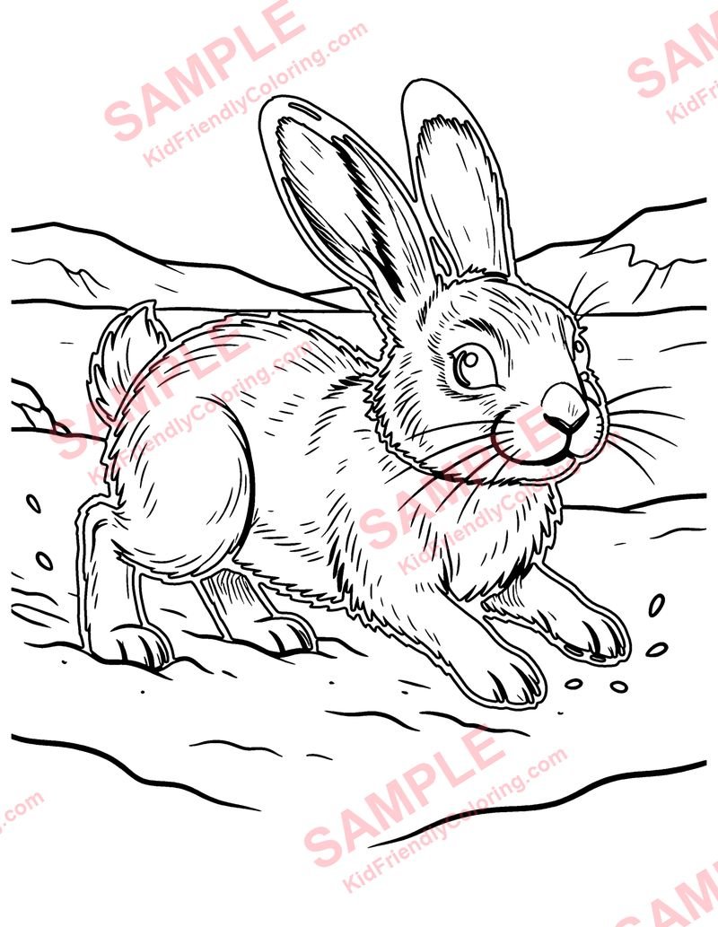 Arctic Hare coloring page preview