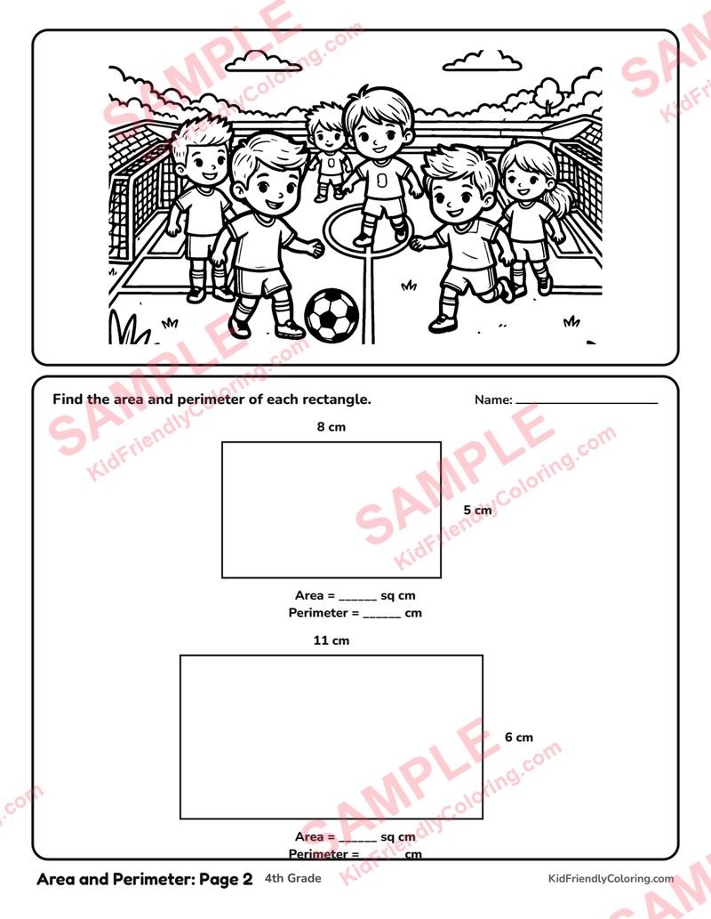 Area and Perimeter: Page 2 coloring page preview