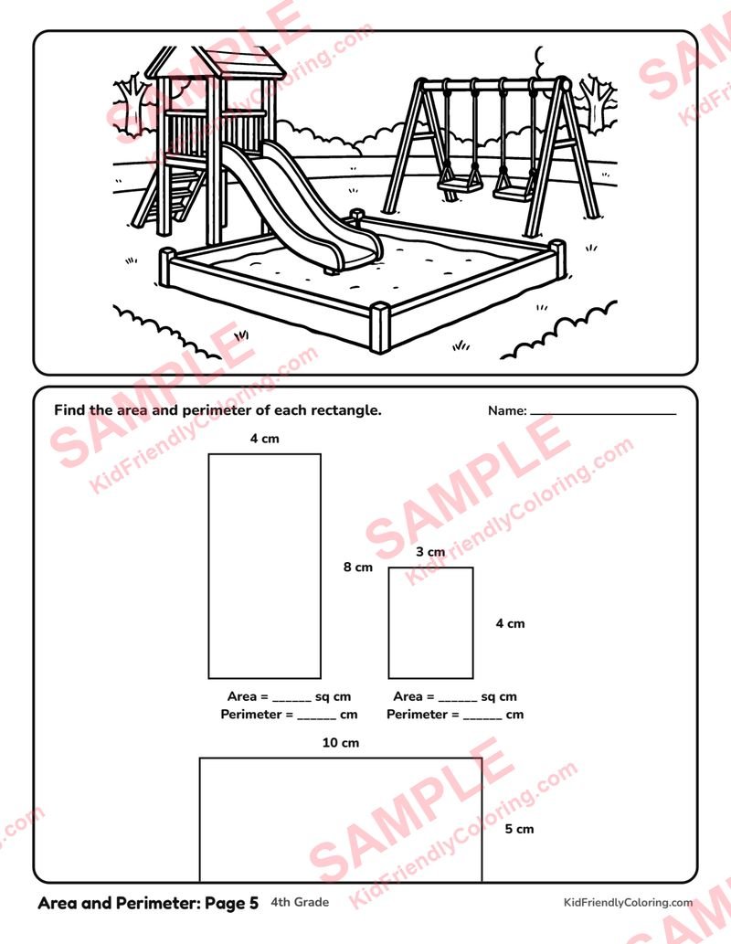 Area and Perimeter: Page 5 coloring page preview