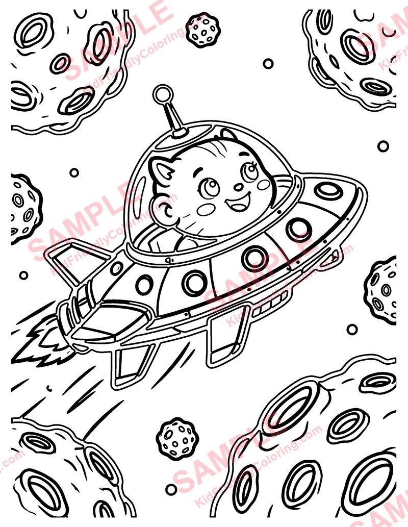 Asteroid Chase coloring page preview