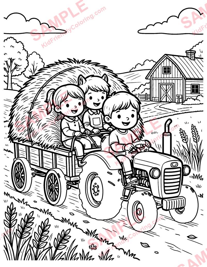 Autumn Hayride coloring page preview