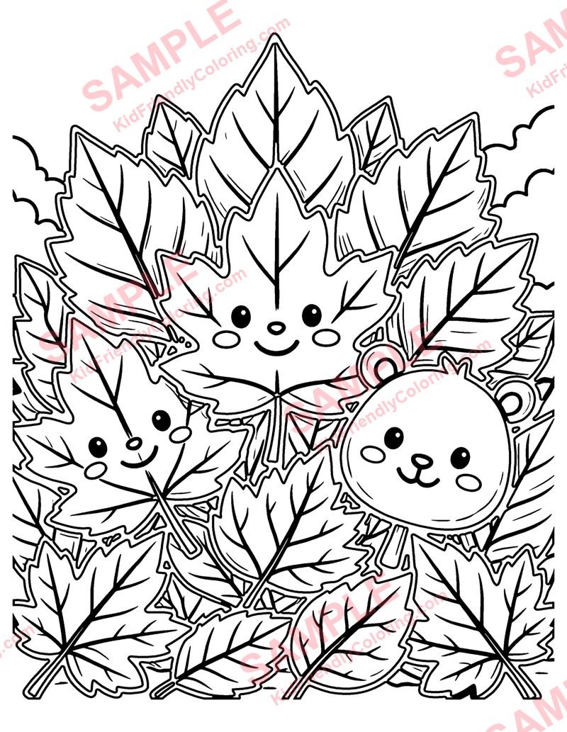 Autumn Leaves coloring page preview