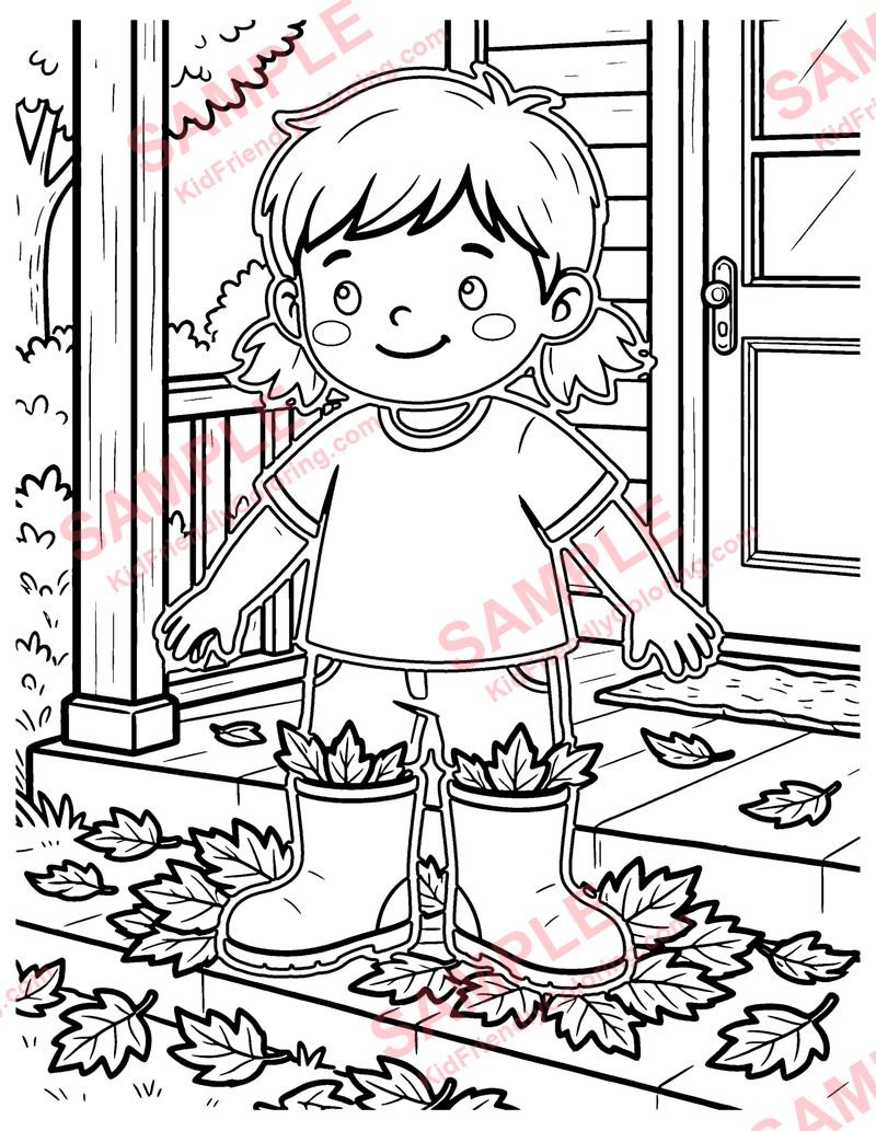 Autumn Rain Boots coloring page preview