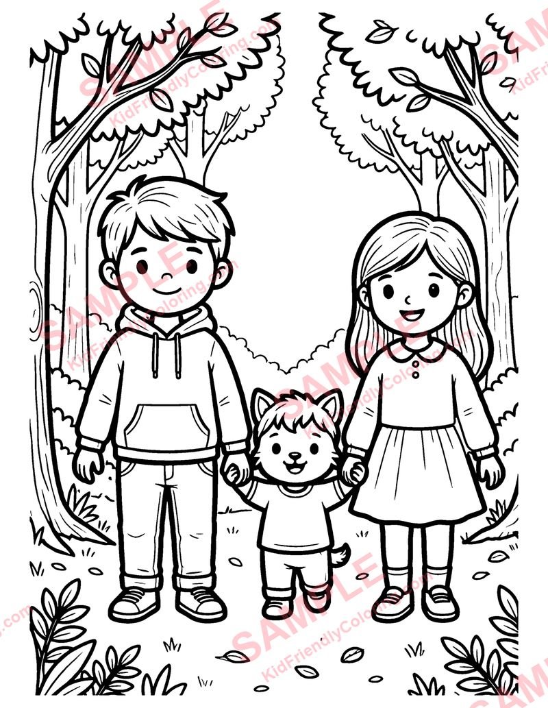 Autumn Walk coloring page preview