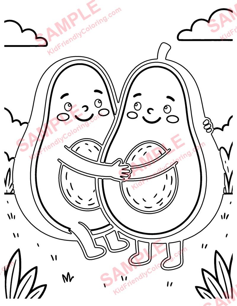 Avocado Buddies coloring page preview