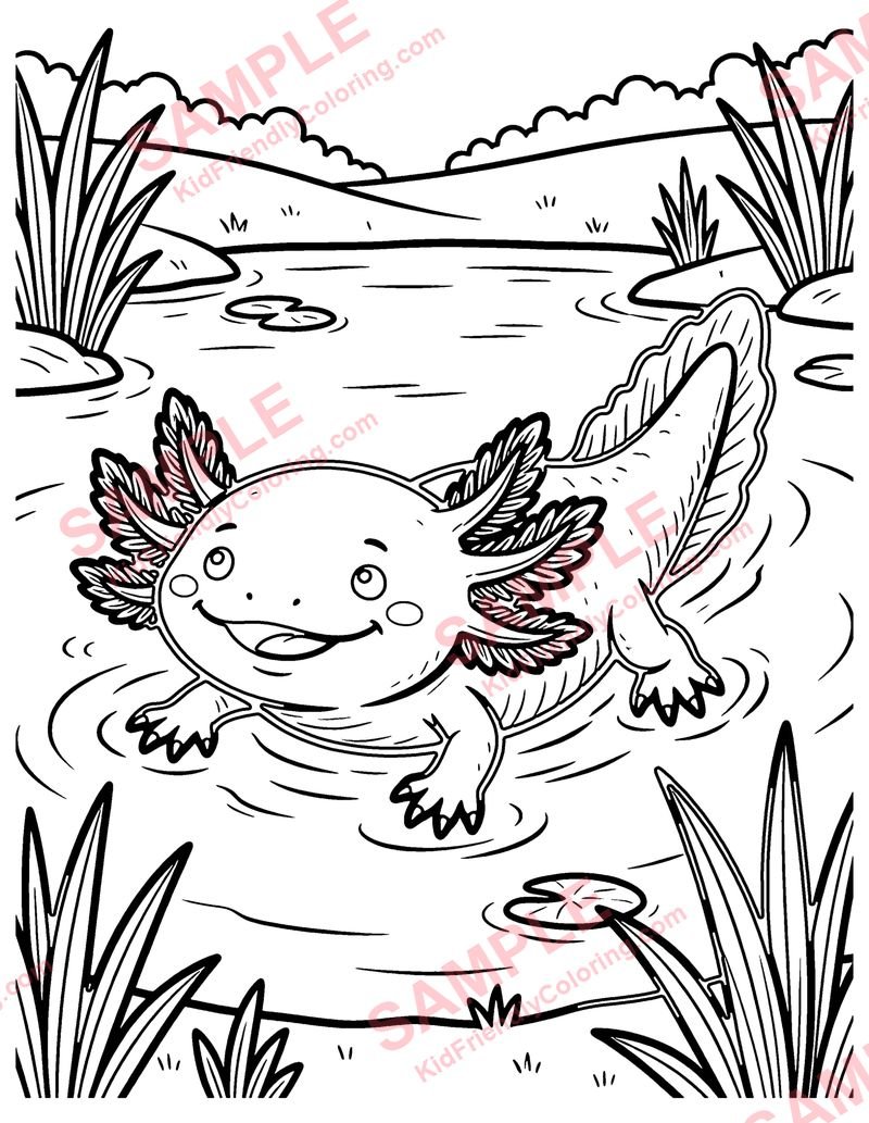 Axolotl coloring page preview